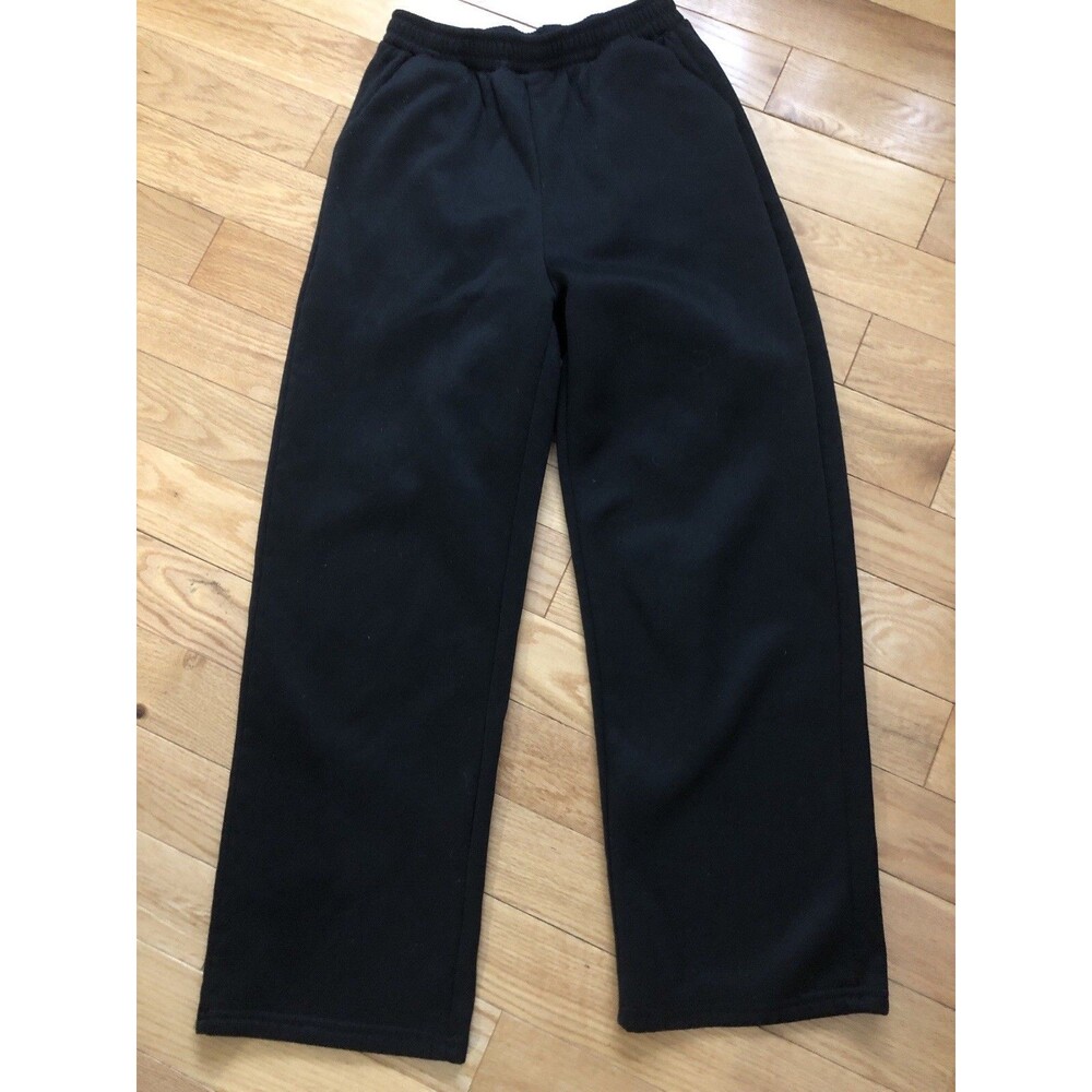 SHEIN Women's Black Knit Textured Straight Sweatpants Elastic Waist Casual